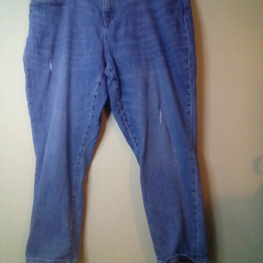 Gap Jeans Women 34 Best Girlfriend Distressed Ankle Cropped Blue